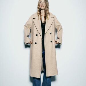 Zara soft coat in beige camel
